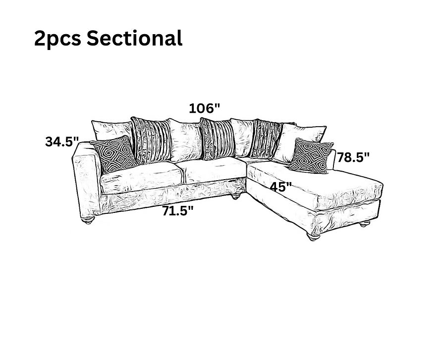S315 2 PIECE SILVER SECTIONAL