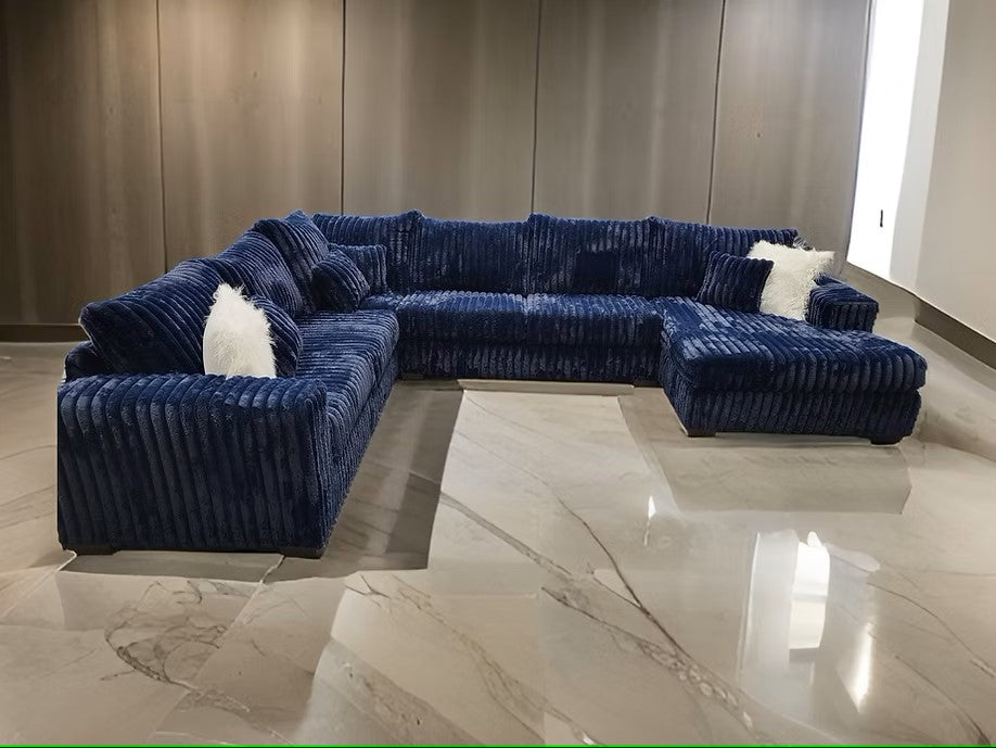 S320 TEXAN BLUE 4 PIECE SECTIONAL PLUS OPTIONAL OTTOMAN