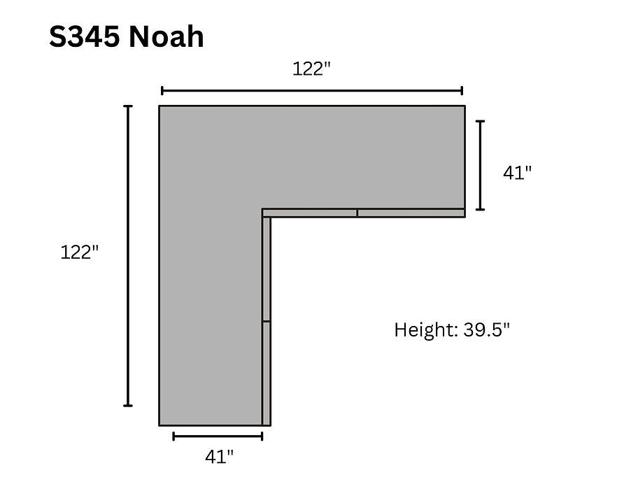 S345 NOAH 3 PIECE BLACK SECTIONAL
