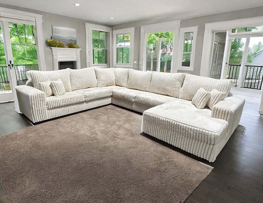 S320 TEXAN IVORY 4 PIECE SECTIONAL AVAILABLE PLUS OPTIONAL OTTOMAN