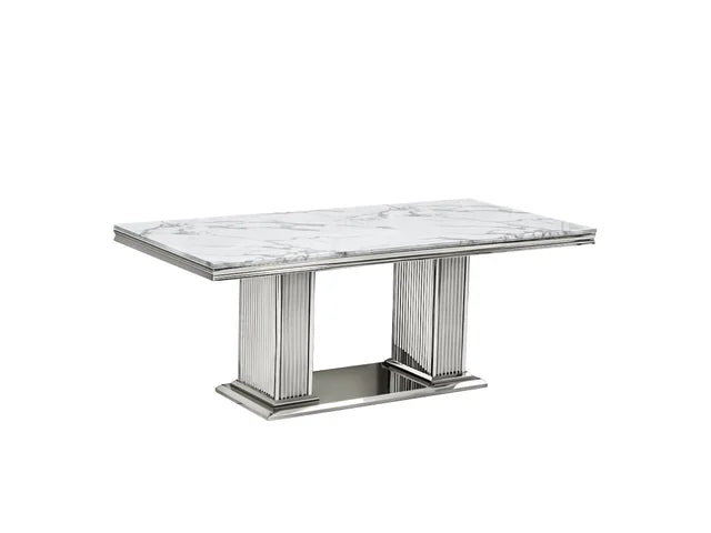 D6061 / D6062 / D7071 - Marble/Stainless Steel Dining Table + 6 Chair Set