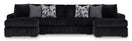 Switch ASHLEY 981-03 3 PIECE BLACK DOUBLE CHAISE SECTIONAL WITH OPTIONAL OTTOMAN 2 image