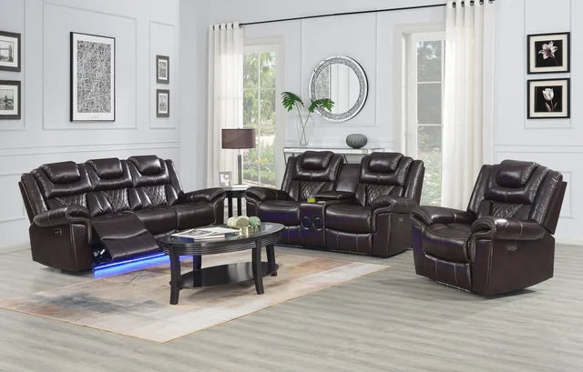 ALEXA 3PC POWER RECLINING SET AVAILABLE IN BLACK, BROWN AND WHITE