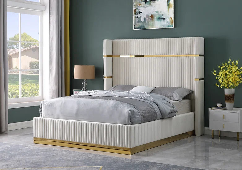 B786 ASPEN CREAM PLATFORM BED AVAILABLE IN QUEEN AND KING SIZES