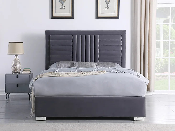 B820 ANITA GREY PLATFORM BED AVAILABLE IN QUEEN AND KING SIZES