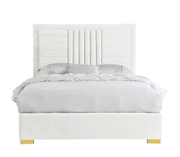 B820 ANITA IVORY PLATFORM BED AVAILABLE IN QUEEN AND KING SIZES