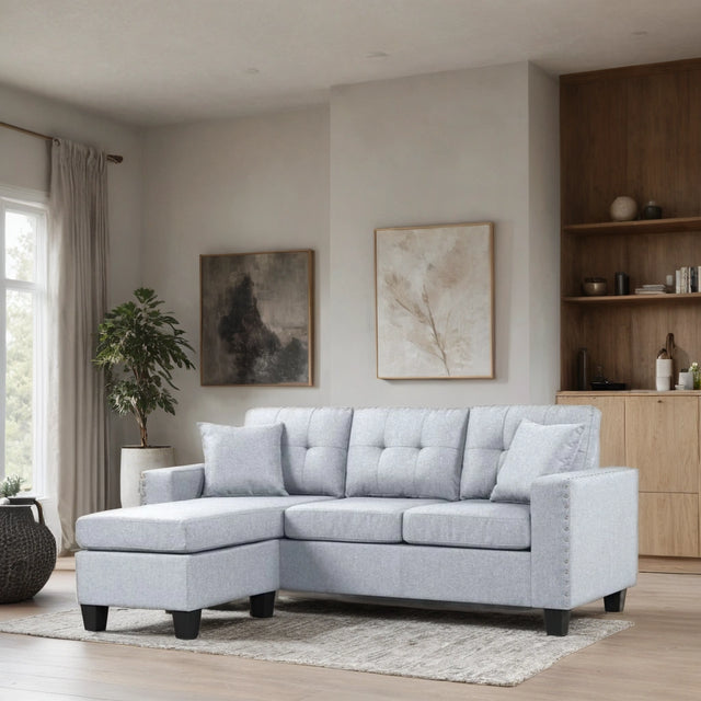 CRIS REVERSIBLE SECTIONAL AVAILABLE IN BLACK, LT GRAY, SAND AND GRAY COLORS