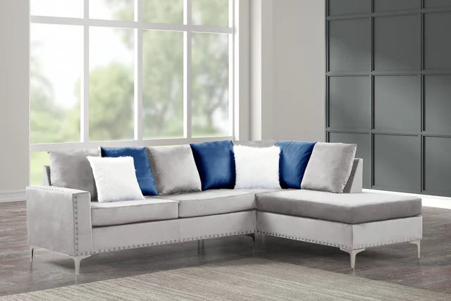 Cindy2 - Blue Reversible Sectional Available in Blue and Silver
