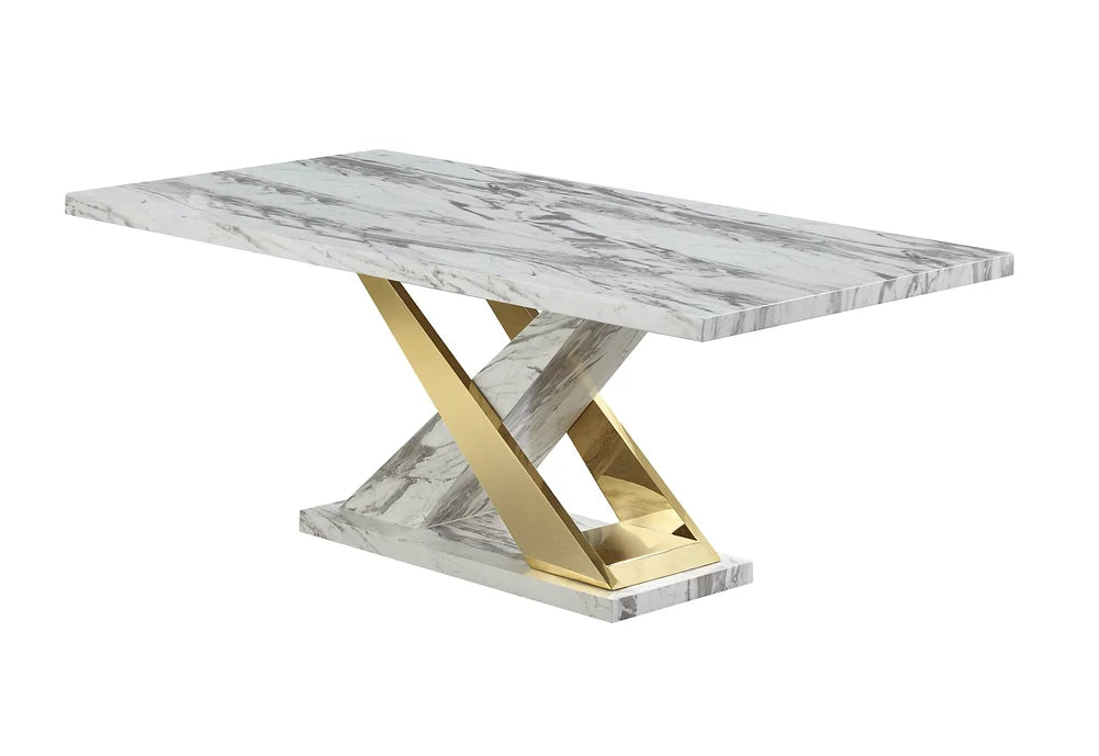 D610 Viva (White/Gold) Dining Set