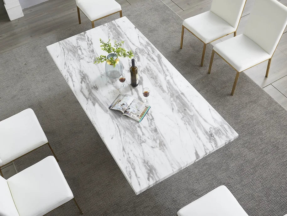 D610 Viva (White/Gold) Dining Set