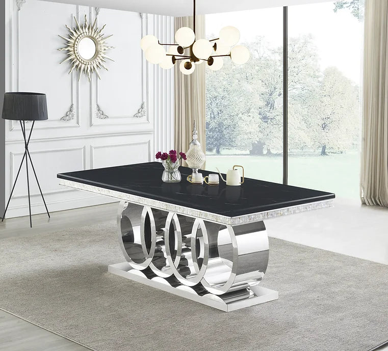 D620 GIOVANNI (BLACK/CHROME) DINING TABLE