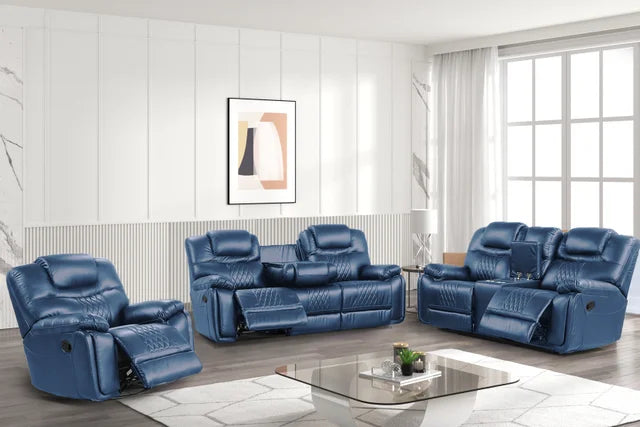 GALVESTON 3 PIECE RECLINING SET AVAILABLE IN BLUE BLACK AND BROWN