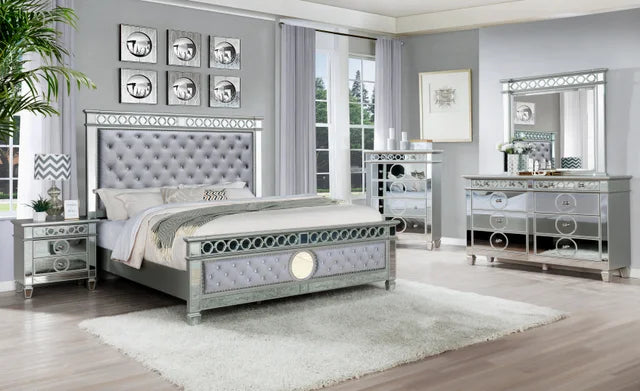 B5000 BLUE VELVET BEDROOM SET AVAILABLE IN QUEEN AND KING SIZES AS 4PC or 5PC SET