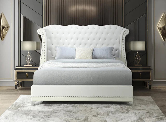 LUXOR PLATFORM BED AVAILABLE IN QUEEN AND KING SIZES IN BLACK WHITE AND GREY COLORS