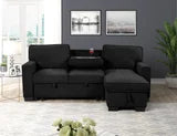 Marcos Sectional with Pull Out bed available in Black and Grey
