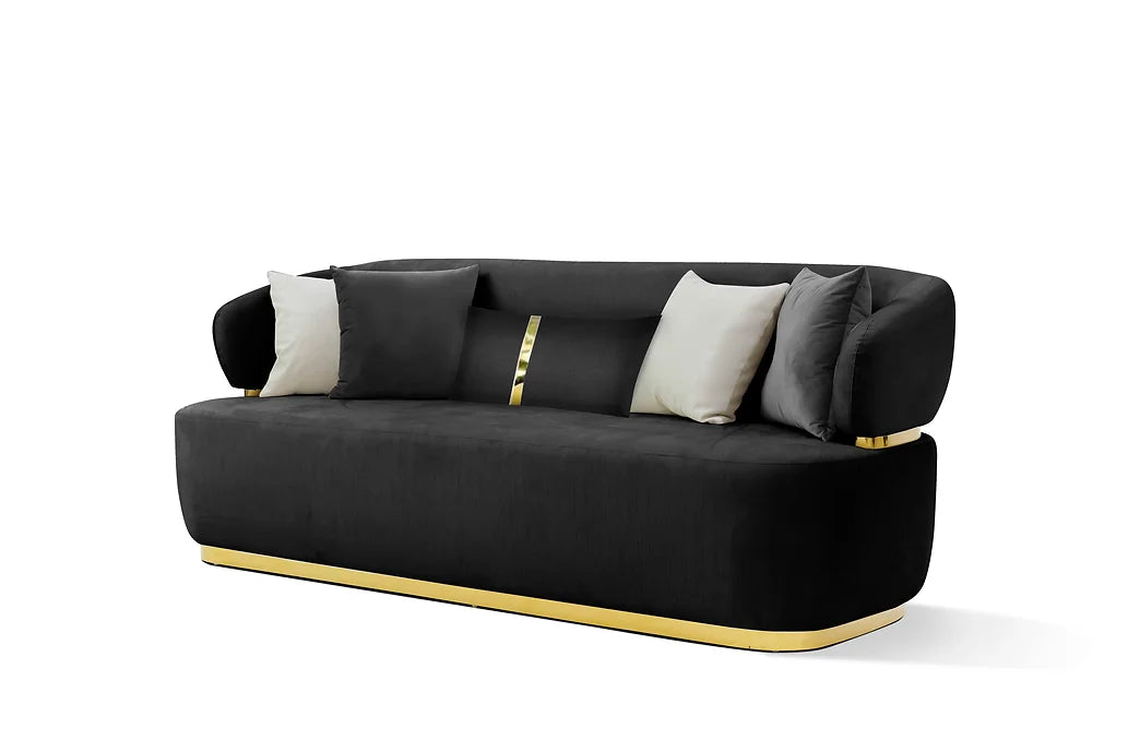 S906 Eden Black 2 Piece Living Room Set