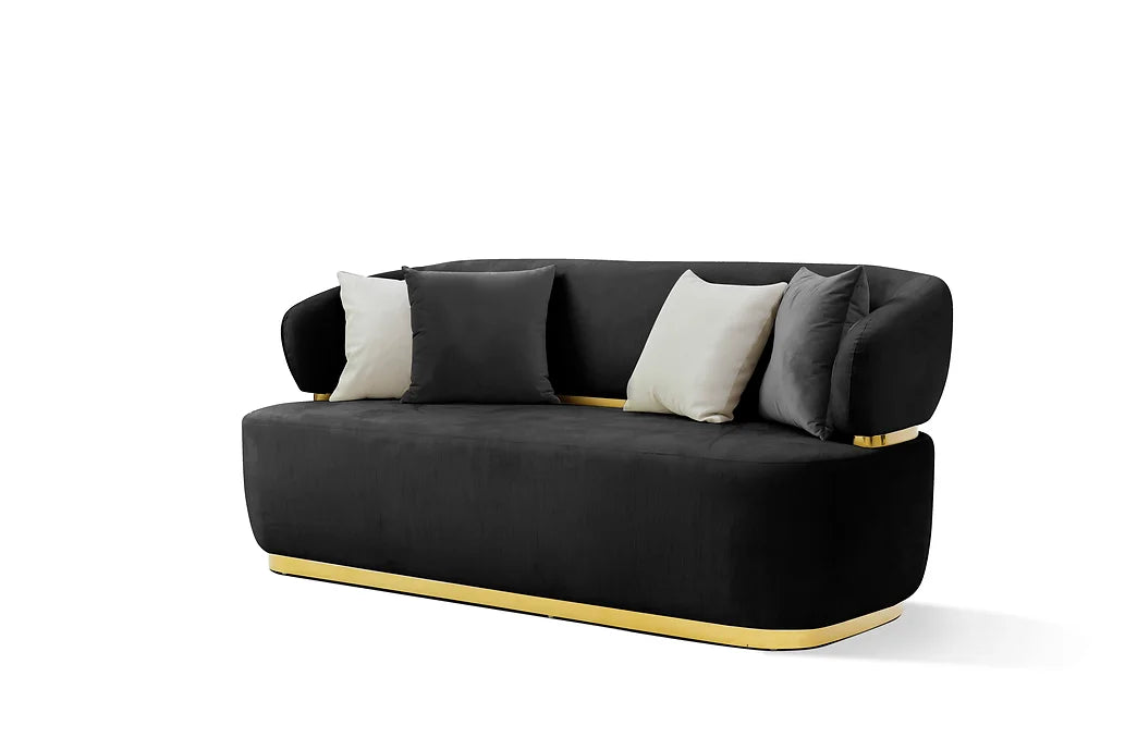 S906 Eden Black 2 Piece Living Room Set