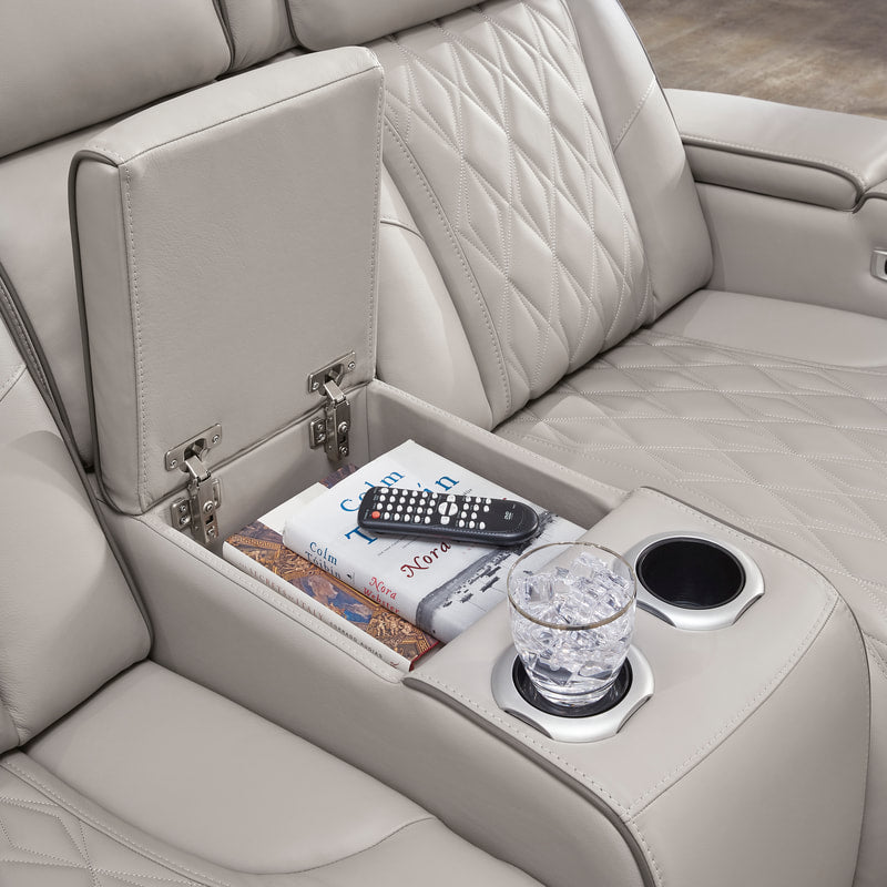 U271-05 Gray Power Reclining Set with Genuine Leather + Air Massage