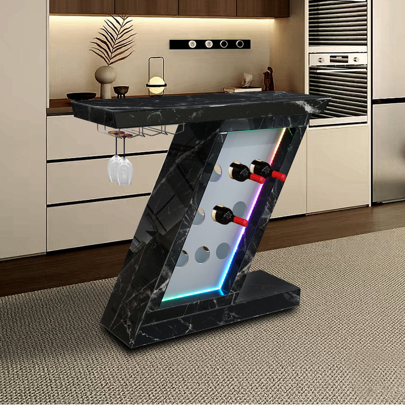 A41 BLACK CONSOLE TABLE WITH WINE STORAGE