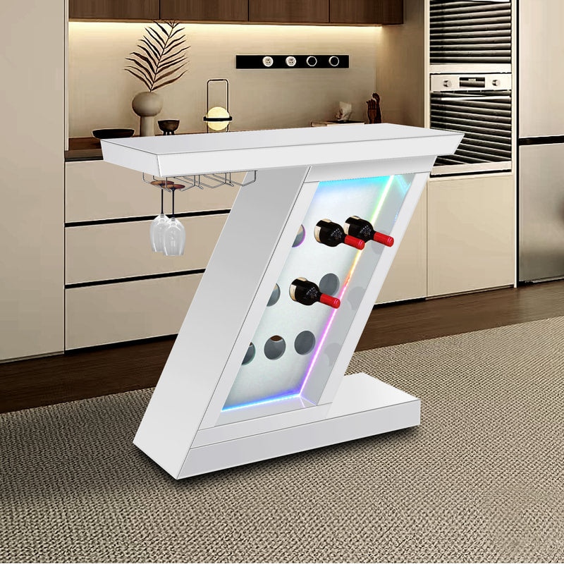A40 WHITE CONSOLE TABLE WITH WINE STORAGE