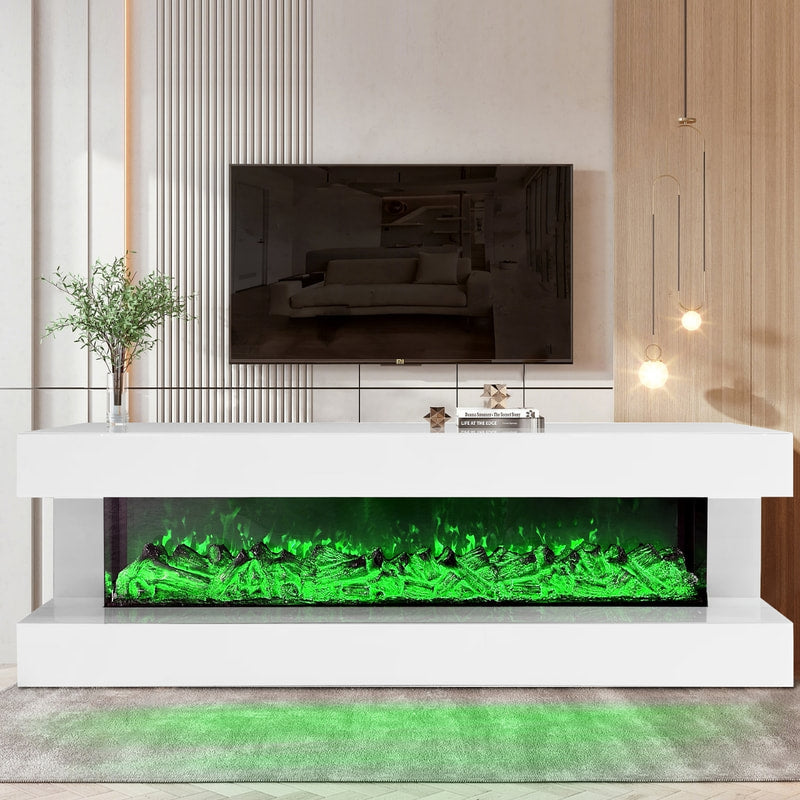 A85 TV STAND WITH FIREPLACE (WHITE)