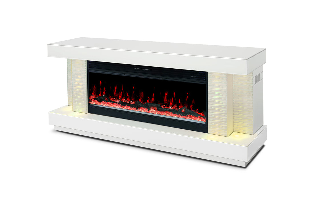 A91 TV STAND WITH FIREPLACE (WHITE)