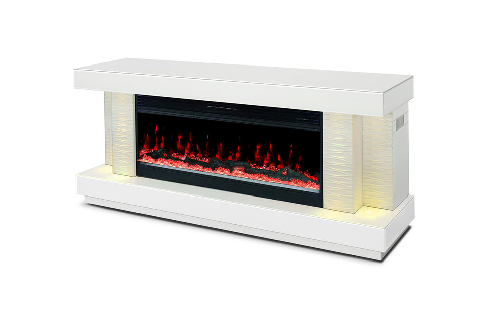 A91 TV STAND WITH FIREPLACE (WHITE)