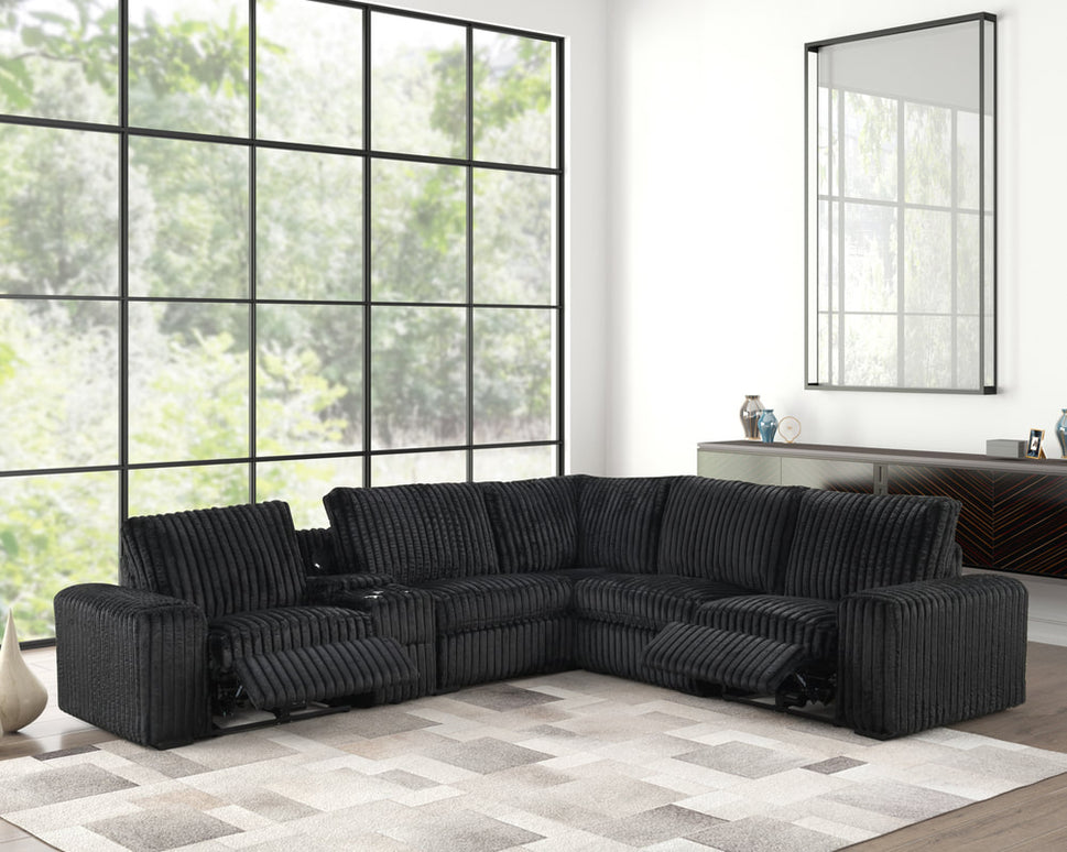 AMELIA BLACK POWER RECLINING SECTIONAL WITH BLUETOOTH SPEAKERS