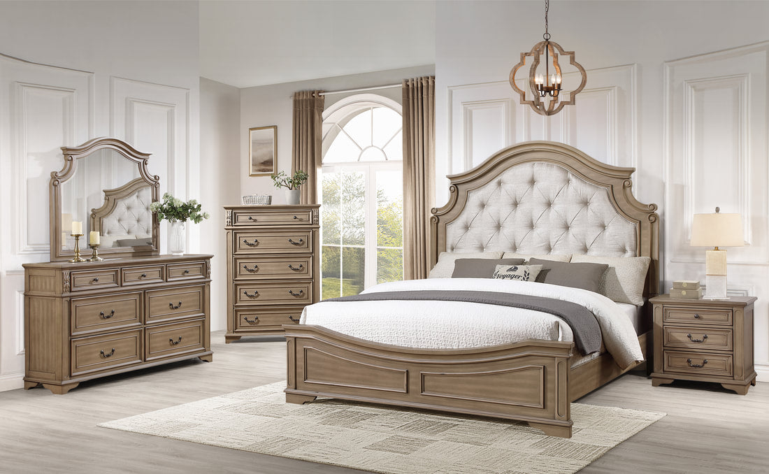B6030 NATURAL BEDROOM SET AVAILABLE IN QUEEN AND KING SIZES AS 4PC or 5PC SET
