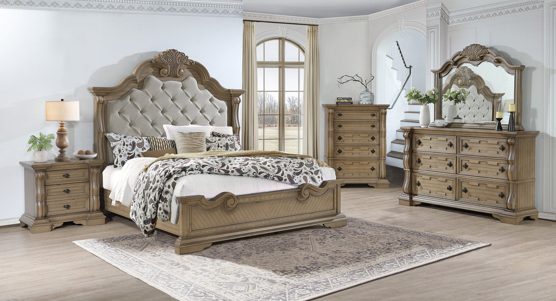 B9010 BEDROOM SET AVAILABLE IN QUEEN AND KING SIZES AS 4PC or 5PC SET