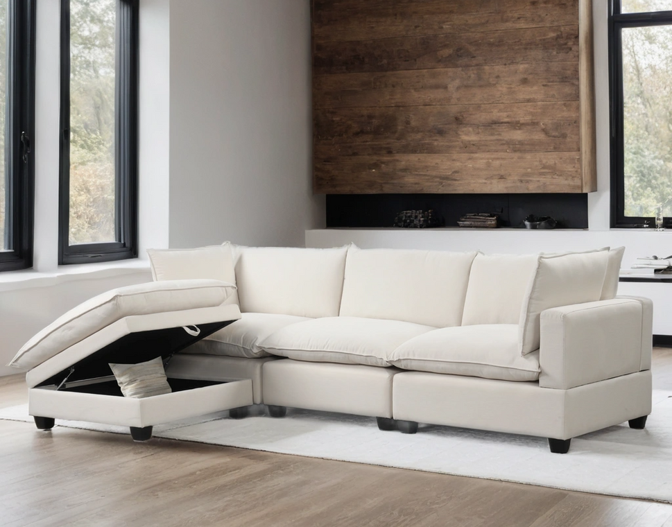 CLOUD2 SAND LINEN 4 PIECE MODULAR SECTIONAL SET
