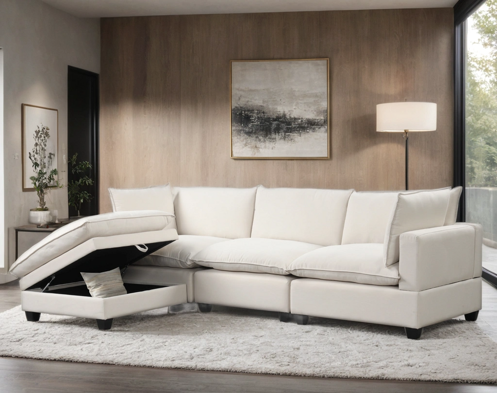 CLOUD2 SAND LINEN 4 PIECE MODULAR SECTIONAL SET