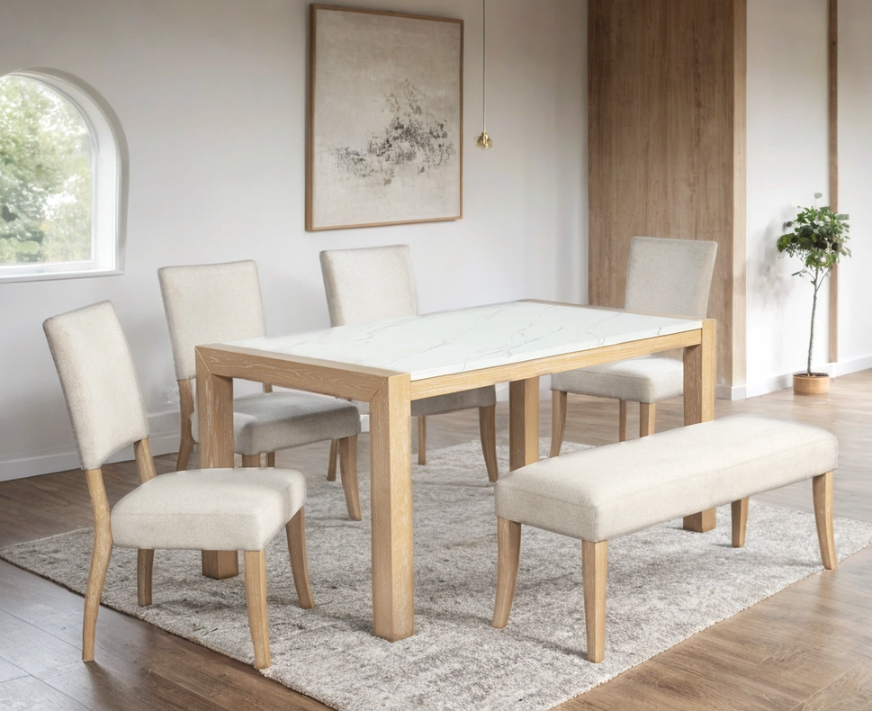 D1120 FAUX MARBLE TABLETOP DINING SET WITH TABLE AND 4 CHAIRS