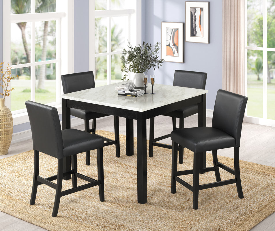 DIOR PU- BLACK PUB TABLE + 4 CHAIR SET