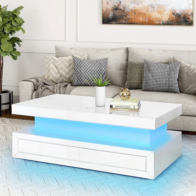 A-CT03 ALMA WHITE COFFEE TABLE WITH BLUETOOTH AND WIRELESS CHARGER