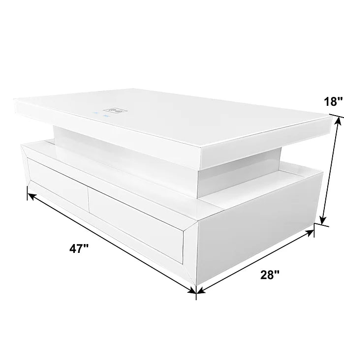 A-CT03 ALMA WHITE COFFEE TABLE WITH BLUETOOTH AND WIRELESS CHARGER