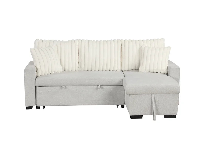 S8670 NORI BEIGE SECTIONAL WITH PULL-OUT BED AND STORAGE CHAISE