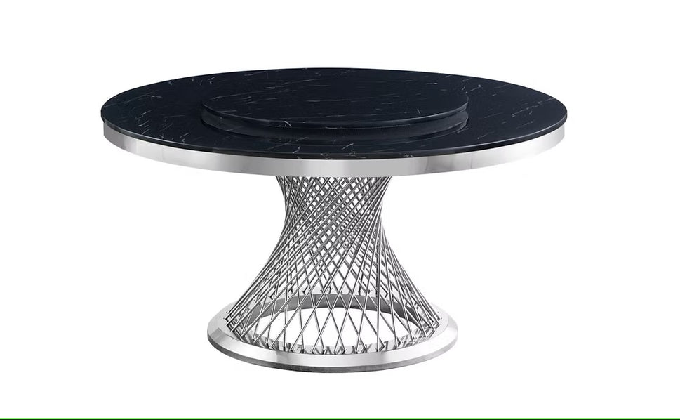 D605 UNICO (BLACK/CHROME) ROUND TABLE