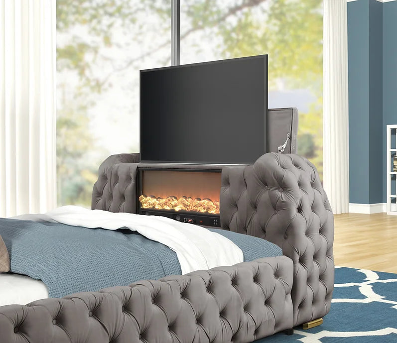 B8010 ROYAL GREY BED AVAILABLE IN QUEEN AND KING SIZES