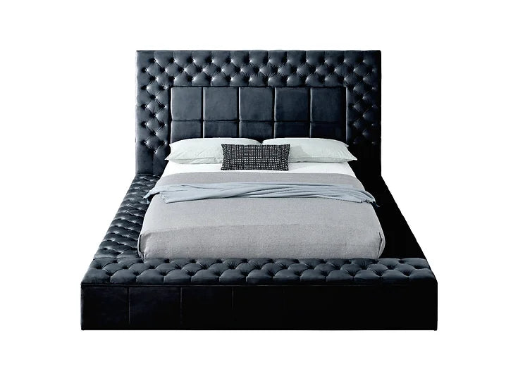 B9015 EMERALD BLACK BED WITH USB CHARGER AND STORAGE AVAILABLE IN QUEEN AND KING SIZES