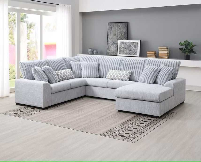 S1801 BRADY GREY SECTIONAL PLUS OPTIONAL OTTOMAN
