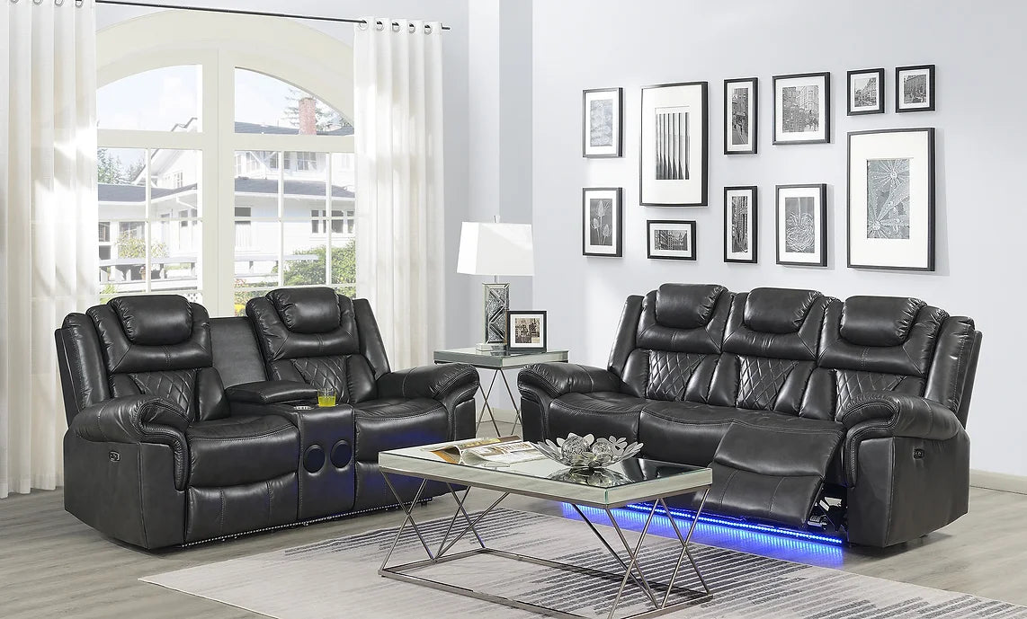S2020 PARTY TIME 2 PC GREY RECLINING  SET