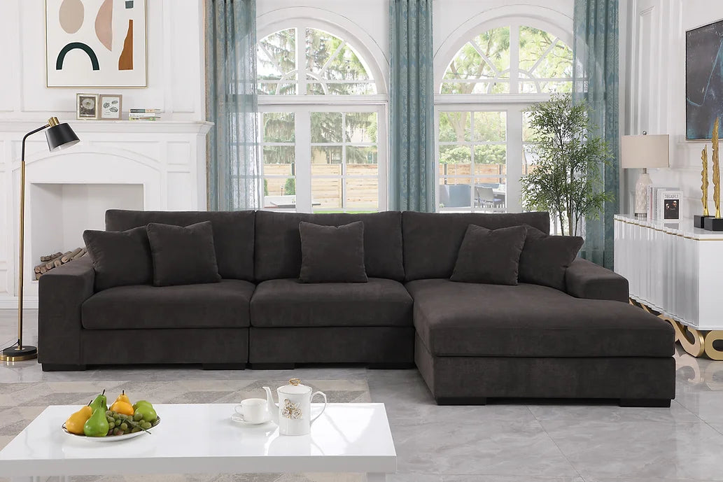 S859 COMFY CHENILLE 3 PIECE GREY SECTIONAL