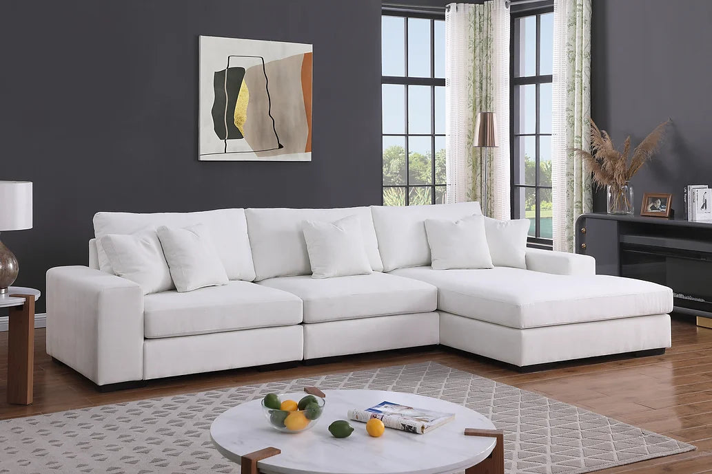 S859 COMFY CHENILLE 3 PIECE CREAM SECTIONAL