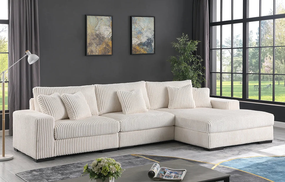 S859 COMFY 3 PIECE IVORY SECTIONAL