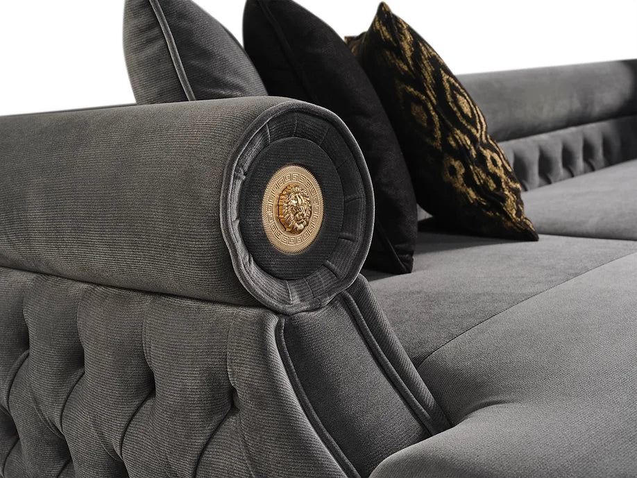BROOKLYN SECTIONAL GREY WITH OTTOMAN