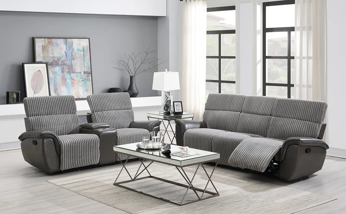 S9112 TWIST GREY 3 PIECE RECLINING LIVING ROOM SET