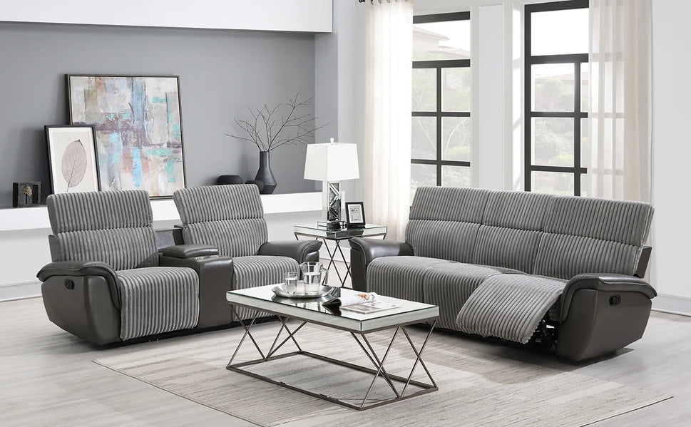 S9112 TWIST GREY 3 PIECE RECLINING LIVING ROOM SET