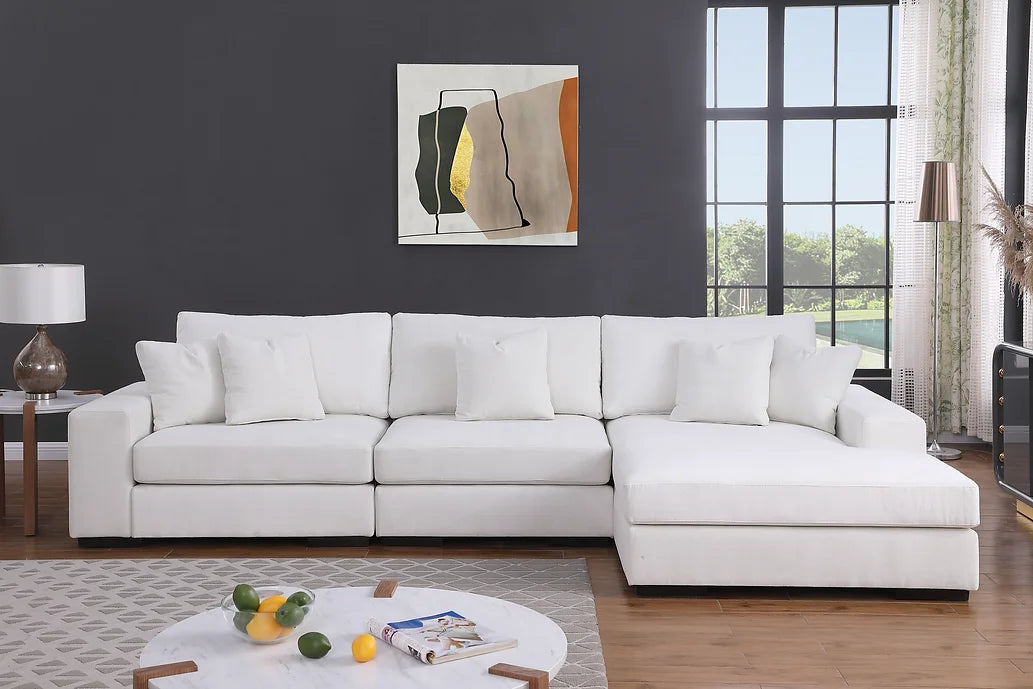 S859 COMFY CHENILLE 3 PIECE CREAM SECTIONAL