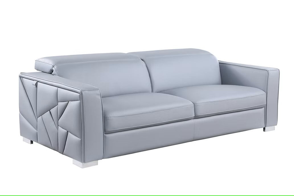 MI-1240 ASTRA LIGHT BLUE ITALIAN LEATHER LIVING ROOM SET AVAILABLE AS 2 PIECE OR 3 PIECE SET
